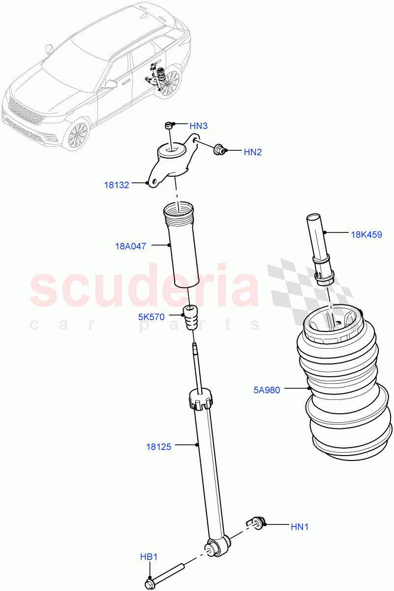Rear Springs And Shock Absorbers(With Performance Suspension,With Four Corner Air Suspension)((V)TOLA999999) of Land Rover Land Rover Range Rover Velar (2017+) [3.0 I6 Turbo Petrol AJ20P6]