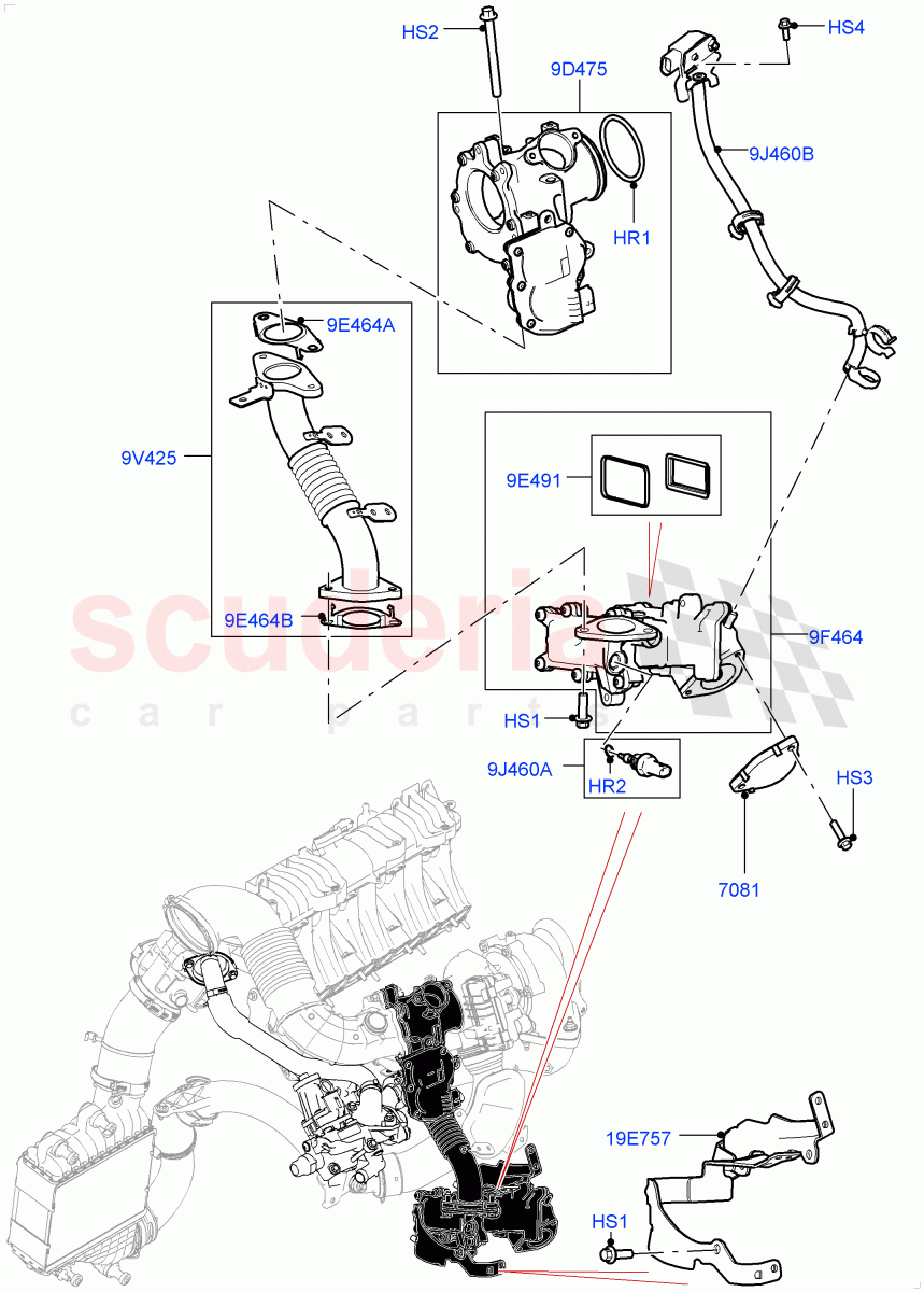 Exhaust Gas Recirculation(Low Pressure EGR)(2.0L AJ20D4 Diesel Mid PTA,Euro Stage 4 Emissions,Halewood (UK)) of Land Rover Land Rover Discovery Sport (2015+) [2.0 Turbo Diesel]
