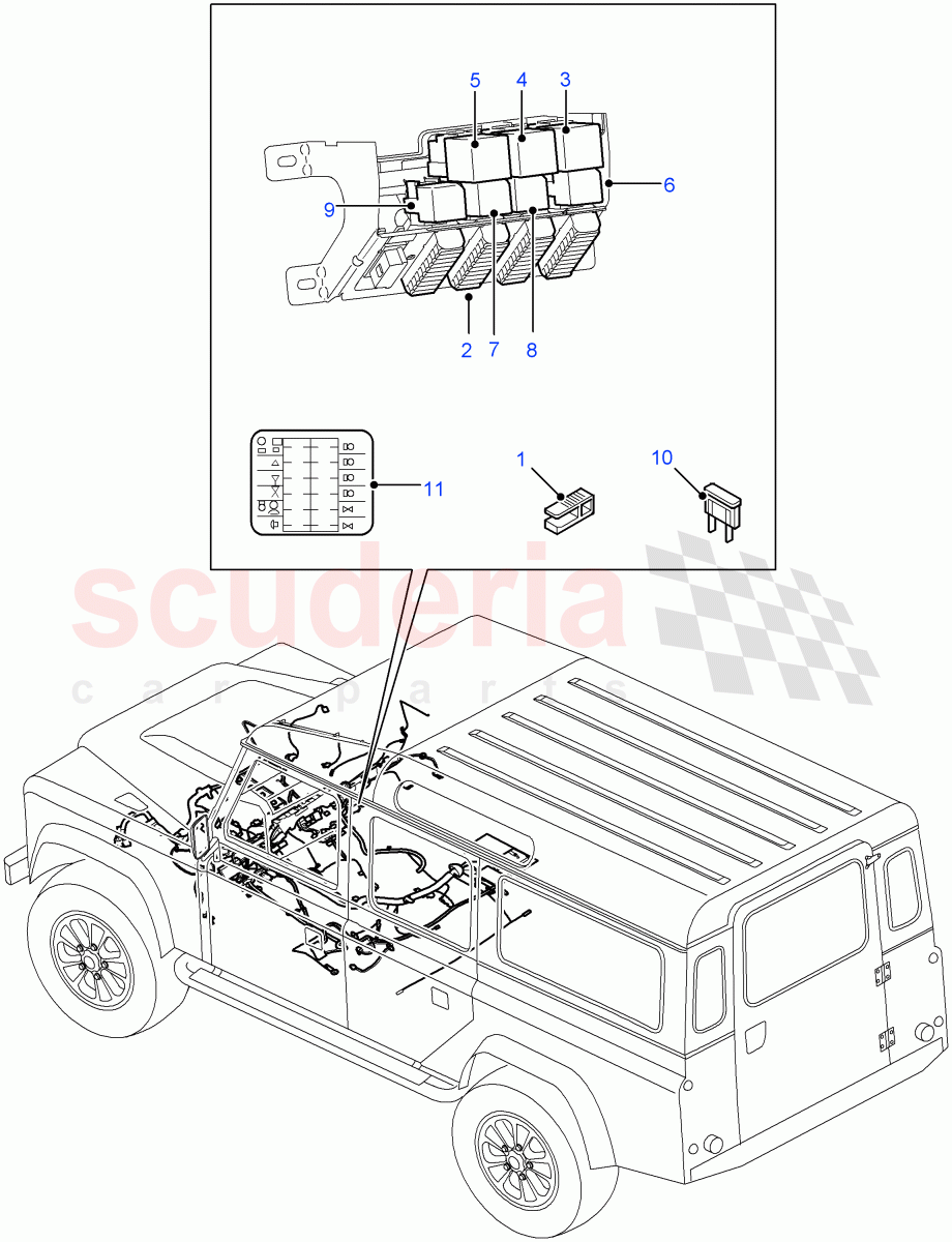 Relays And Fuses((V)FROM7A000001) of Land Rover Land Rover Defender (2007-2016)