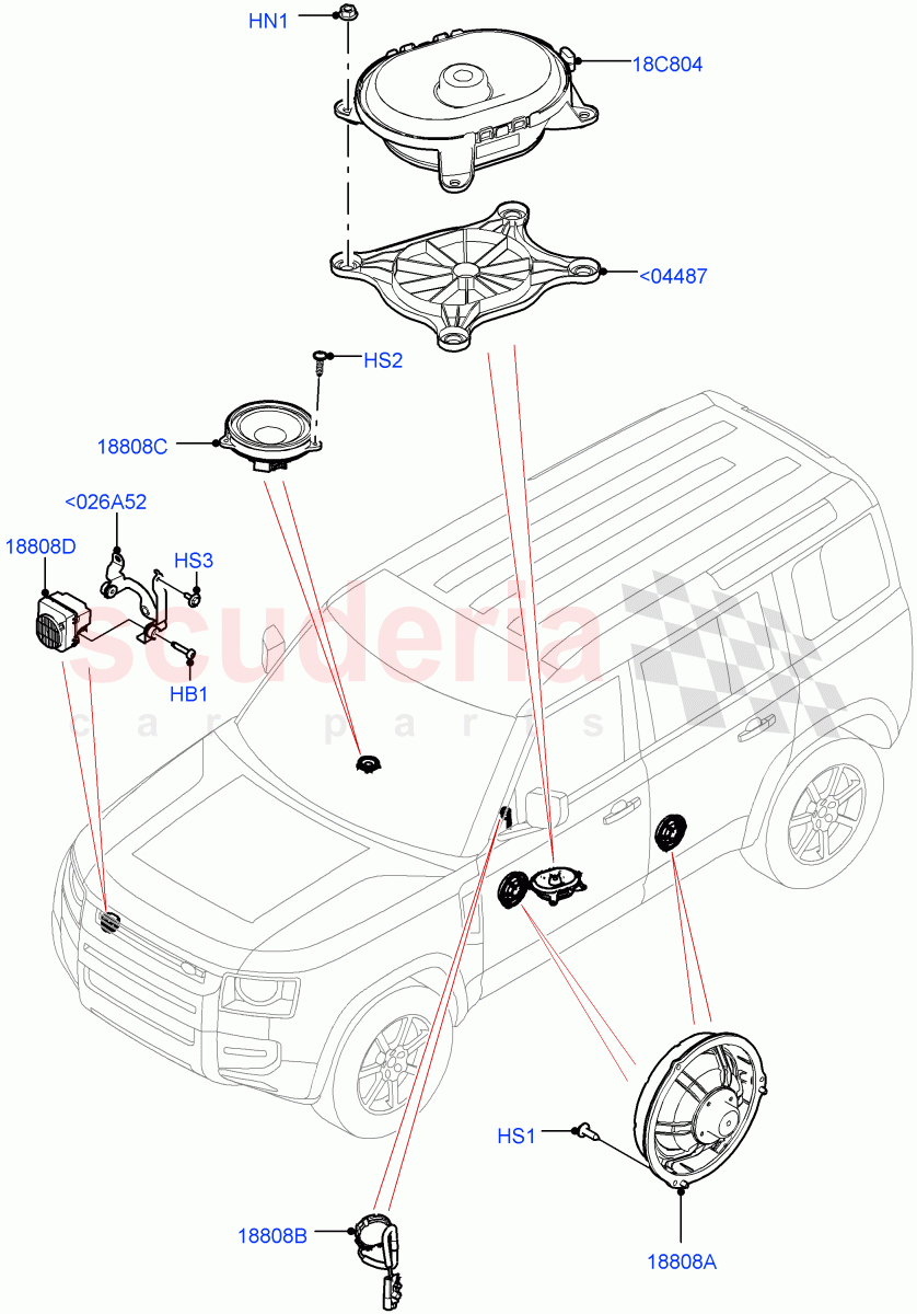 Speakers(Standard Audio (Base)) of Land Rover Land Rover Defender (2020+) [5.0 OHC SGDI SC V8 Petrol]