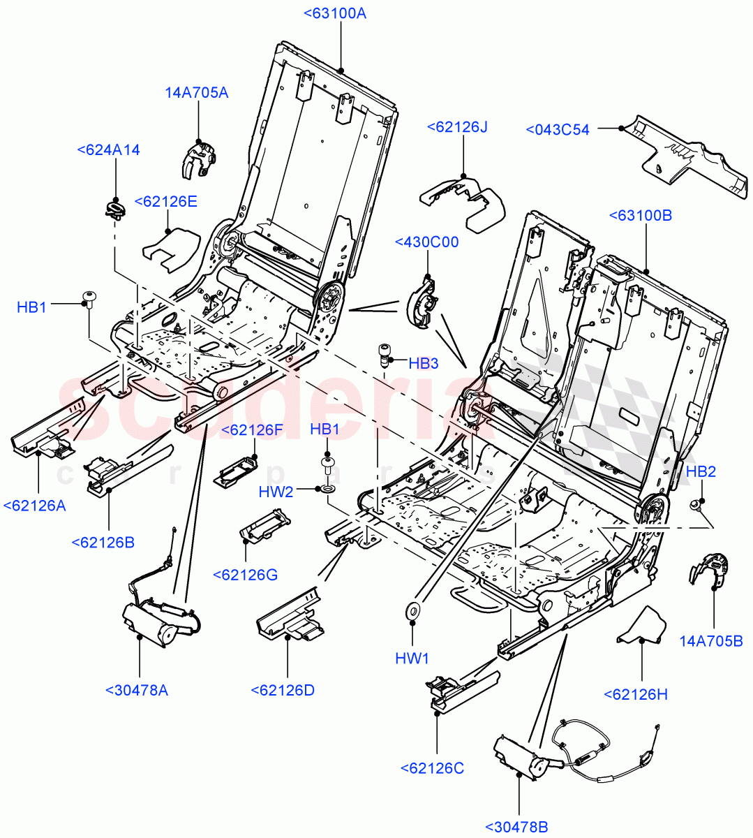 Rear Seat Base(Itatiaia (Brazil),60/40 Load Through With Slide)((V)FROMGT000001) of Land Rover Land Rover Discovery Sport (2015+) [2.0 Turbo Diesel AJ21D4]