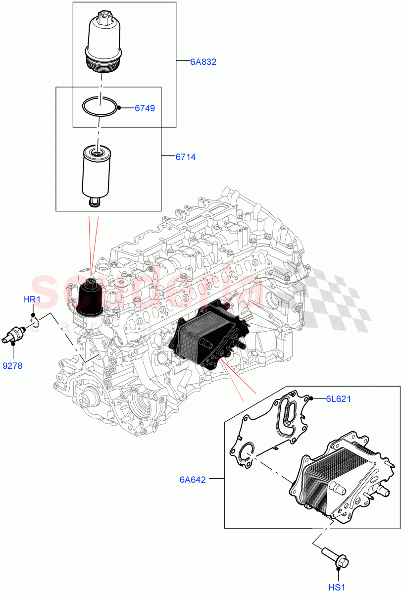Oil Cooler And Filter(Nitra Plant Build)(3.0L AJ20D6 Diesel High)((V)FROMM2000001) of Land Rover Land Rover Defender (2020+) [3.0 I6 Turbo Diesel AJ20D6]
