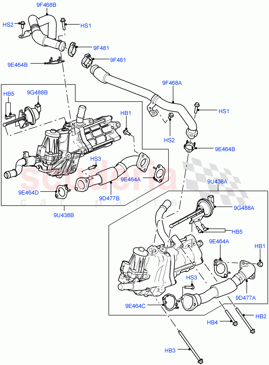 Exhaust Gas Recirculation(Nitra Plant Build)(3.0 V6 D Low MT ROW)((V)FROMK2000001) of Land Rover Land Rover Discovery 5 (2017+) [3.0 Diesel 24V DOHC TC]