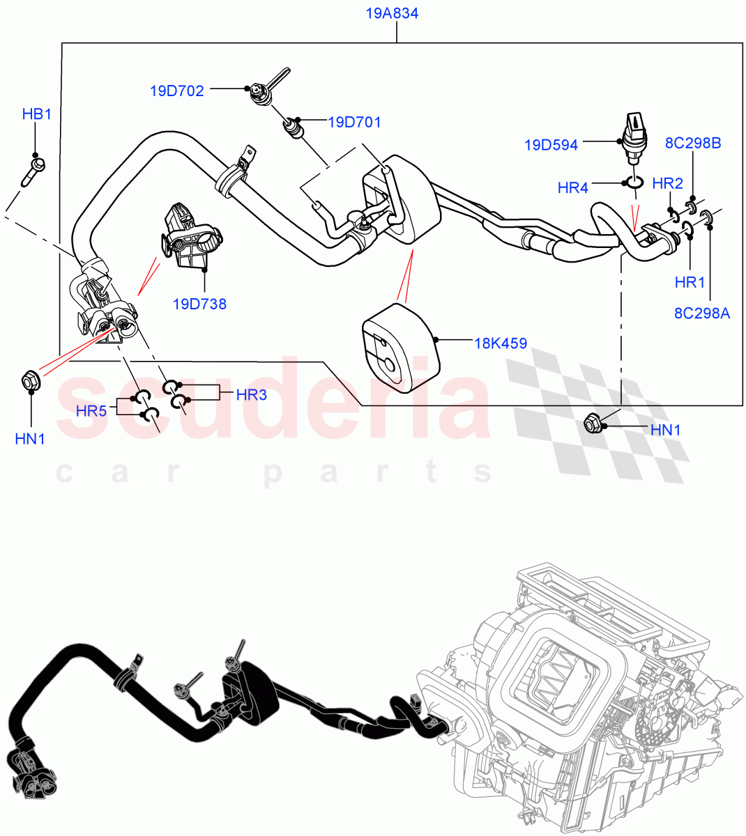 Air Conditioning System(Halewood (UK),Less Chiller Unit,Air Con Refrigerant-HF01234YF)((V)TOFH999999) of Land Rover Land Rover Discovery Sport (2015+) [2.0 Turbo Petrol AJ200P]