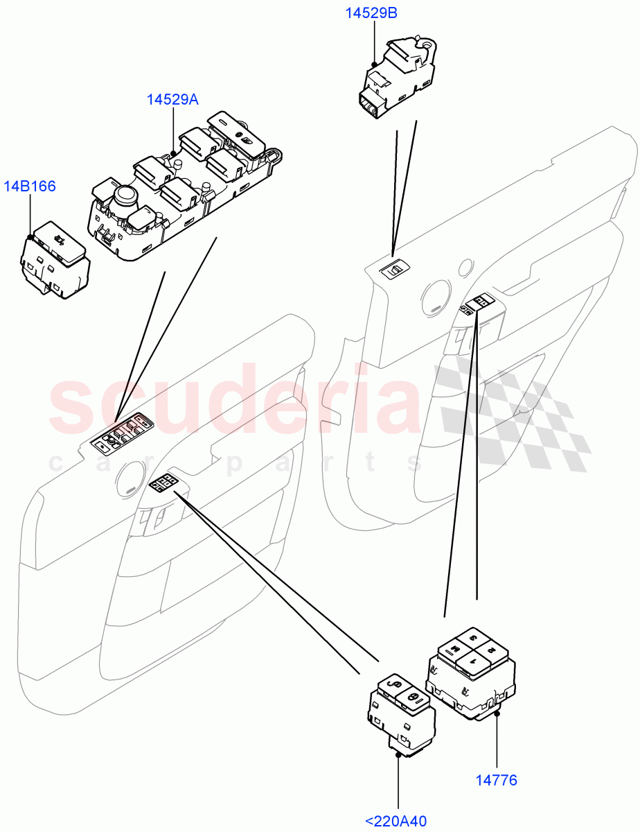 Switches(Front And Rear Doors)((V)TOHA999999) of Land Rover Land Rover Range Rover (2012-2021) [3.0 DOHC GDI SC V6 Petrol]