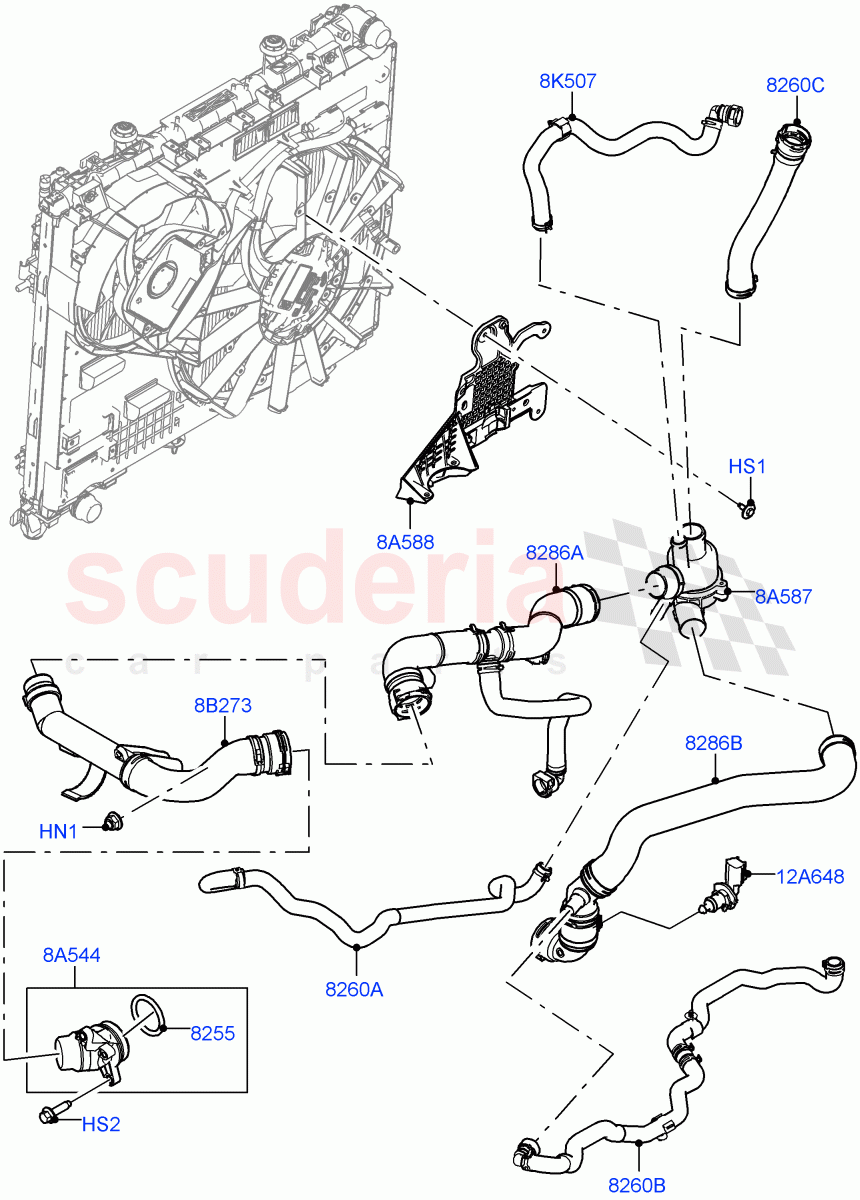Thermostat/Housing & Related Parts(Solihull Plant Build)(3.0 V6 D Gen2 Mono Turbo,Less Immersion Heater,Active Tranmission Warming)((V)FROMKA000001) of Land Rover Land Rover Range Rover (2012-2021) [3.0 Diesel 24V DOHC TC]