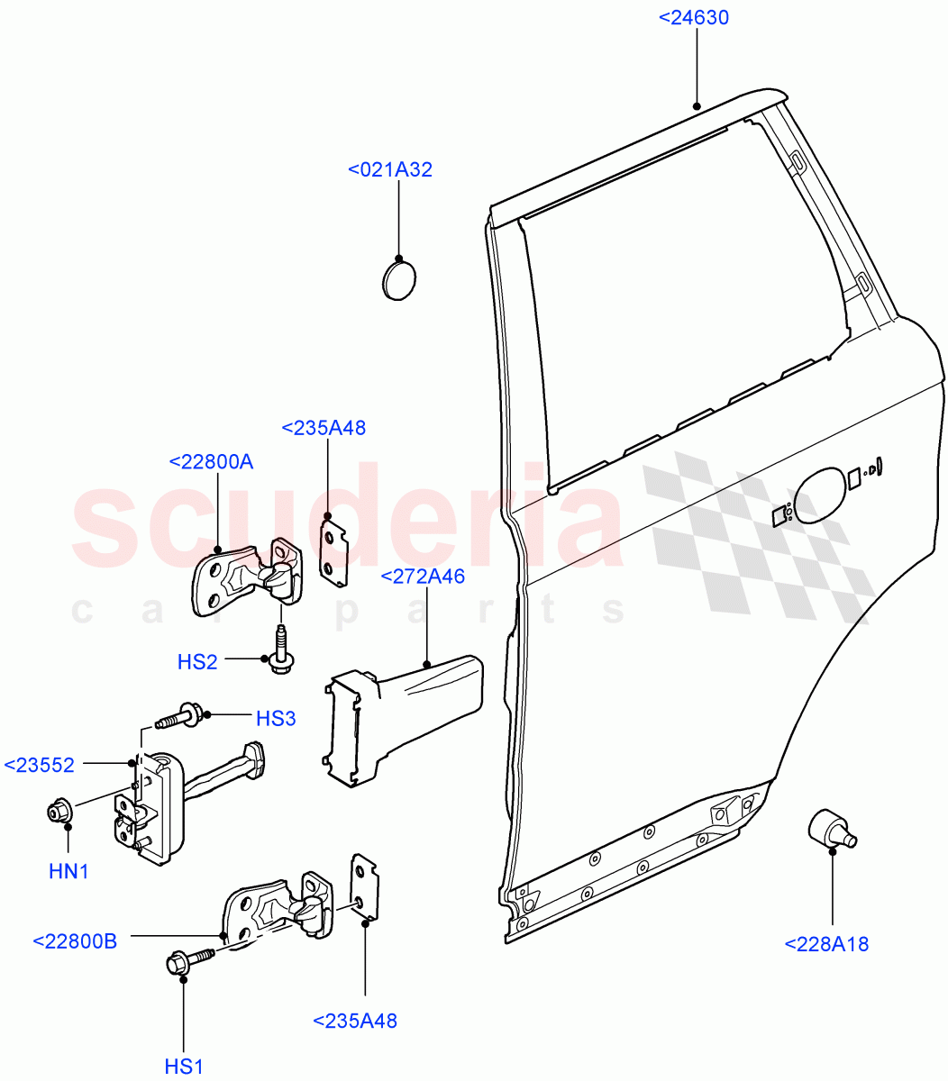 Rear Doors, Hinges & Weatherstrips(Door And Fixings)((V)TO9A999999) of Land Rover Land Rover Range Rover Sport (2005-2009) [2.7 Diesel V6]