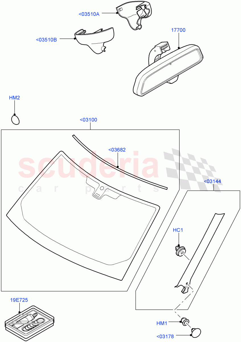 Windscreen/Inside Rear View Mirror((V)TO9A999999) of Land Rover Land Rover Range Rover Sport (2005-2009) [4.4 AJ Petrol V8]