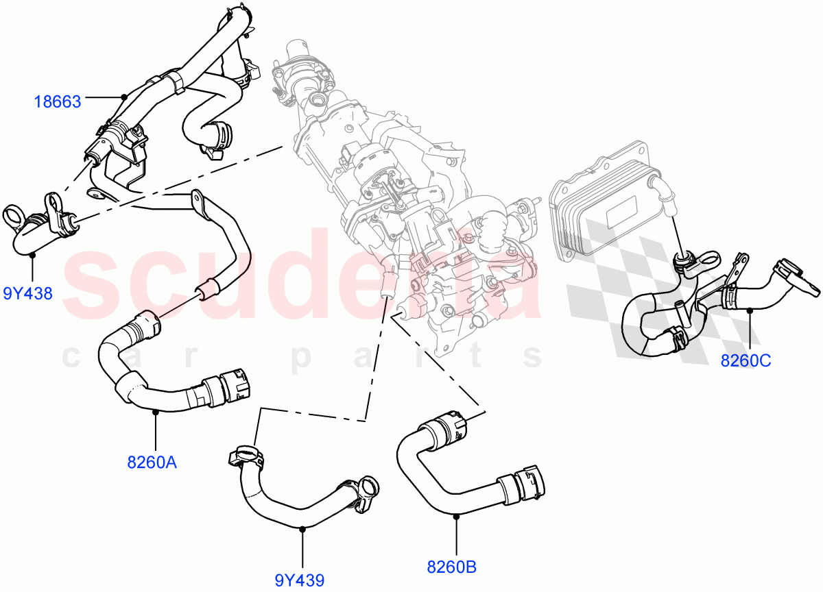 EGR Cooling System(2.0L I4 DSL MID DOHC AJ200,Euro Stage 4 Emissions)((V)FROMHH000001) of Land Rover Land Rover Range Rover Evoque (2012-2018) [2.0 Turbo Diesel]