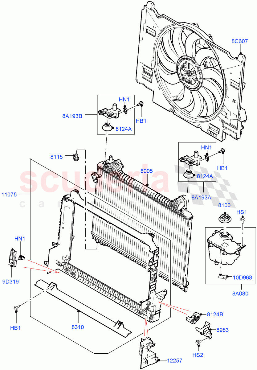 Radiator/Coolant Overflow Container(2.0L AJ200P Hi PHEV,2.0L I4 Mid DOHC AJ200 Petrol)((V)FROMMA000001) of Land Rover Land Rover Range Rover Velar (2017+) [2.0 Turbo Petrol AJ200P]