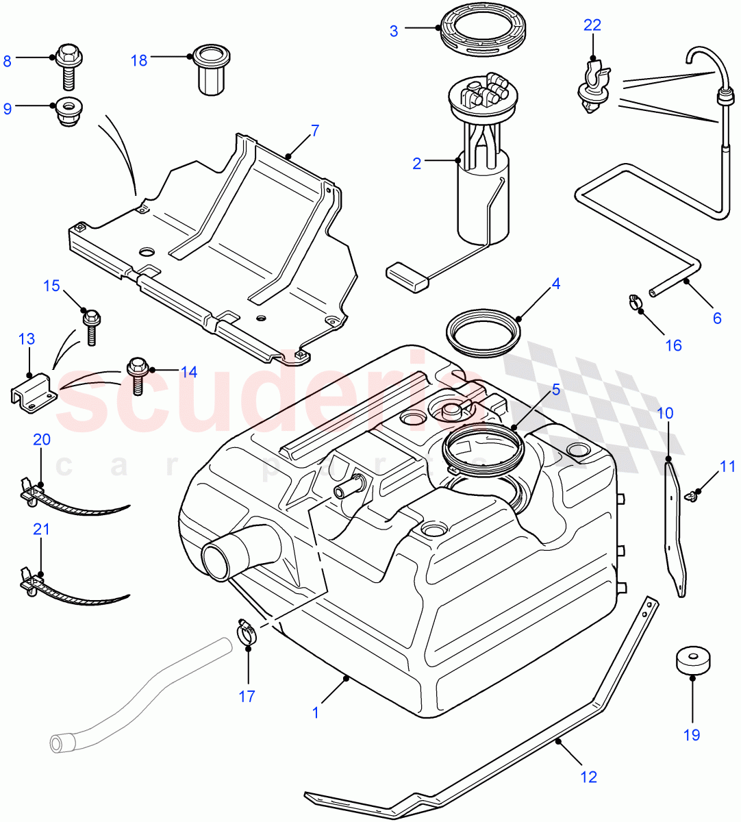 Fuel Tank & Related Parts((V)FROM7A000001,(V)TOBA999999) of Land Rover Land Rover Defender (2007-2016)