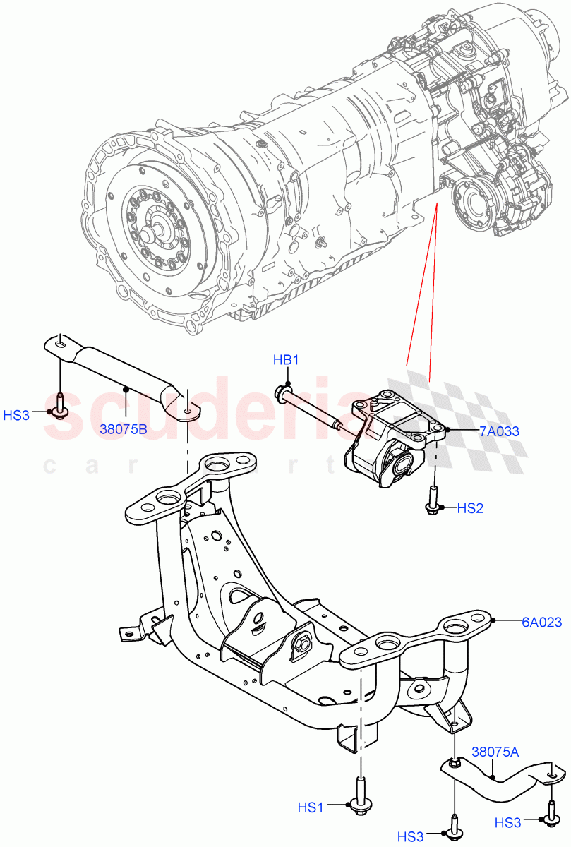 Transmission Mounting(Nitra Plant Build)(3.0L AJ20D6 Diesel High)((V)FROMM2000001) of Land Rover Land Rover Defender (2020+) [3.0 I6 Turbo Diesel AJ20D6]