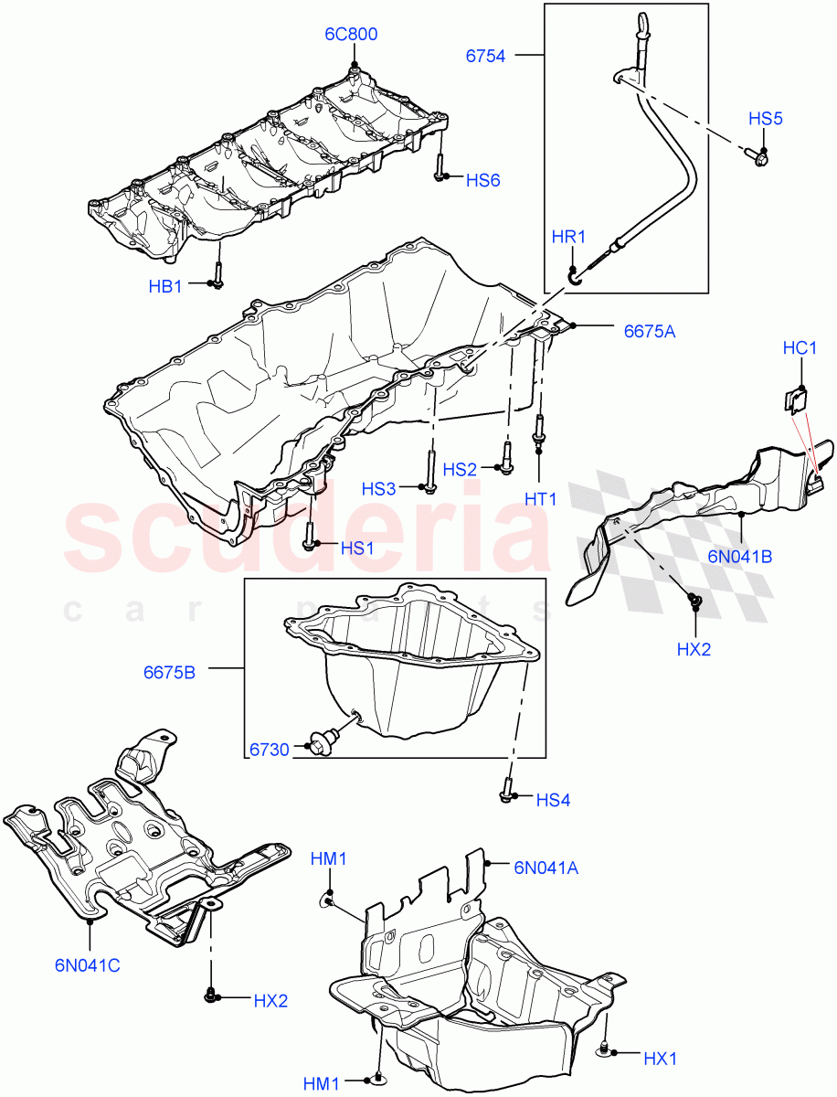 Oil Pan/Oil Level Indicator(Nitra Plant Build)(3.0L AJ20D6 Diesel High)((V)FROMM2000001) of Land Rover Land Rover Discovery 5 (2017+) [3.0 I6 Turbo Diesel AJ20D6]