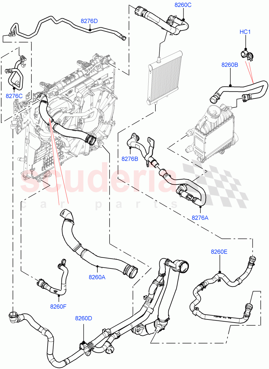 Cooling System Pipes And Hoses(Nitra Plant Build)(2.0L I4 DSL HIGH DOHC AJ200,With Standard Engine Cooling System) of Land Rover Land Rover Defender (2020+) [2.0 Turbo Diesel]