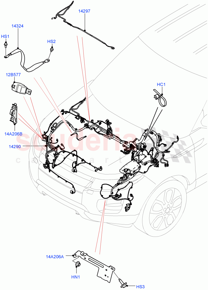 Electrical Wiring - Engine And Dash(Engine Compartment)(Halewood (UK))((V)FROMGH000001) of Land Rover Land Rover Range Rover Evoque (2012-2018) [2.0 Turbo Petrol GTDI]