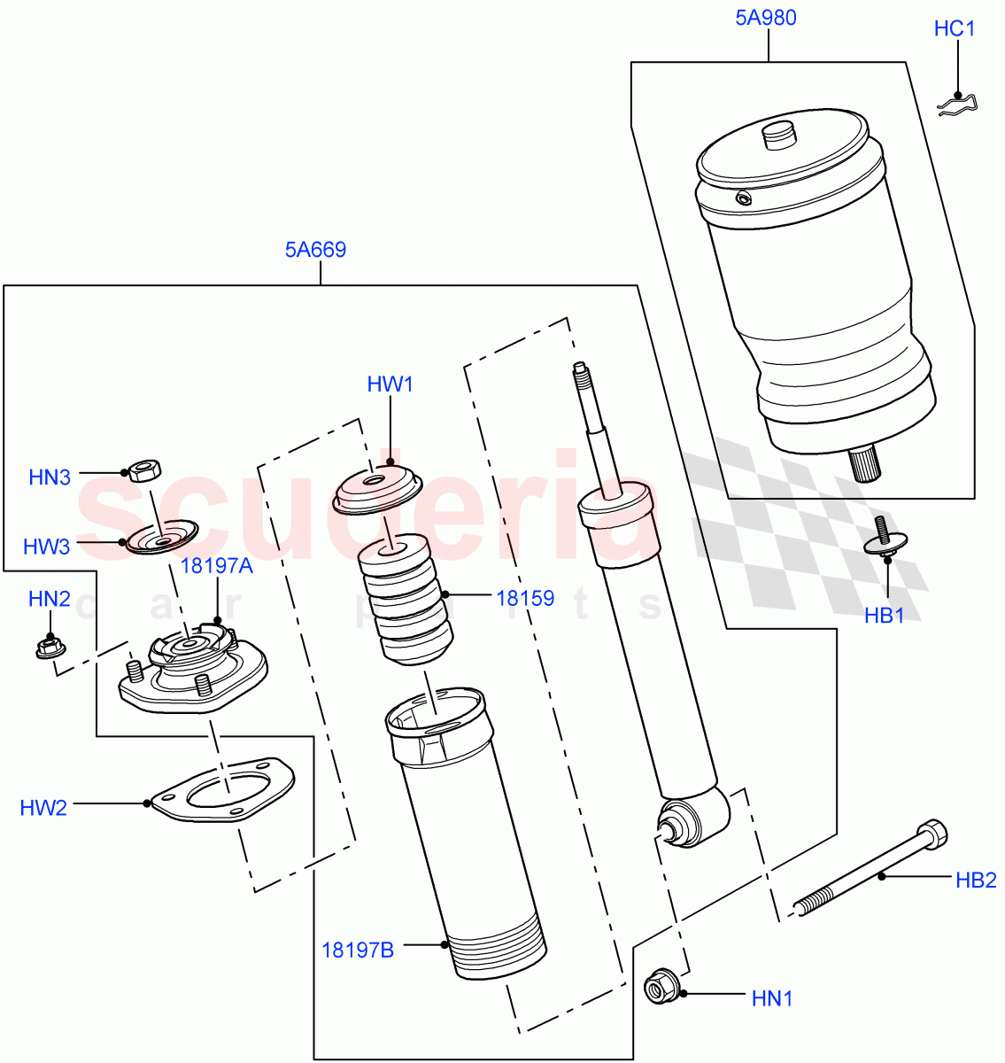 Rear Springs And Shock Absorbers(Less Armoured,With Continuous Variable Damping)((V)FROMAA000001) of Land Rover Land Rover Range Rover (2010-2012) [4.4 DOHC Diesel V8 DITC]