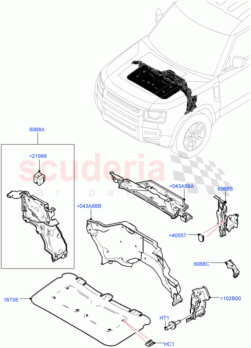 Insulators - Front(Engine Compartment) of Land Rover Land Rover Defender (2020+) [5.0 OHC SGDI SC V8 Petrol]