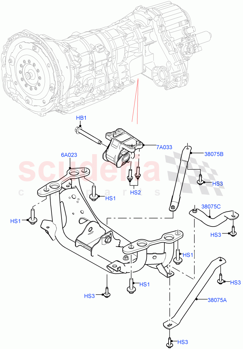 Transmission Mounting(Solihull Plant Build)(2.0L I4 DSL MID DOHC AJ200,2.0L I4 DSL HIGH DOHC AJ200)((V)FROMHA000001) of Land Rover Land Rover Discovery 5 (2017+) [2.0 Turbo Diesel]