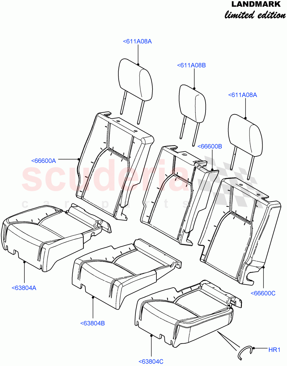 Rear Seat Covers(Landmark Limited Edition,With 35/30/35 Split Fold Rear Seat)((V)FROMBA000001) of Land Rover Land Rover Discovery 4 (2010-2016) [5.0 OHC SGDI NA V8 Petrol]