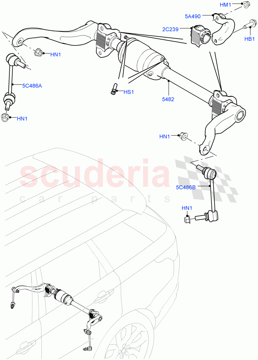 Rear Cross Member & Stabilizer Bar(Active Stabilizer Bar)(Sport Suspension w/ARC,Electronic Air Suspension With ACE)((V)FROMKA000001) of Land Rover Land Rover Range Rover Sport (2014+) [3.0 DOHC GDI SC V6 Petrol]