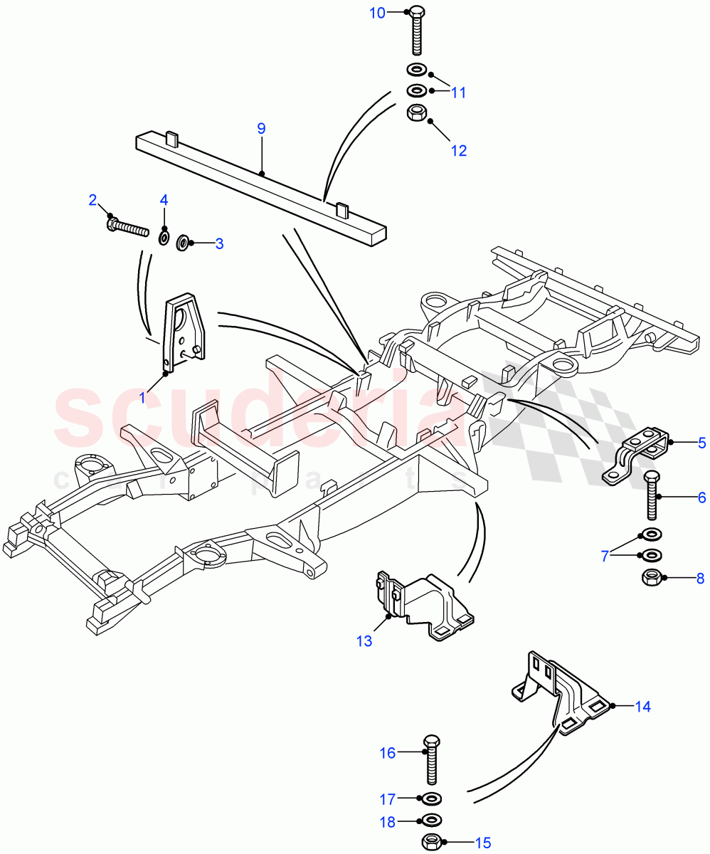 Chassis Fittings(130" Wheelbase,110" Wheelbase)((V)FROM7A000001) of Land Rover Land Rover Defender (2007-2016)