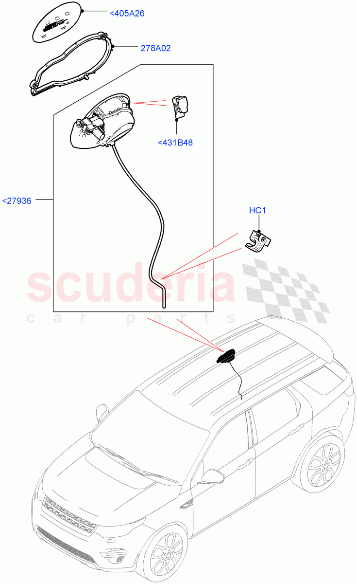 Fuel Tank Filler Door And Controls(Halewood (UK)) of Land Rover Land Rover Discovery Sport (2015+) [2.0 Turbo Petrol AJ200P]