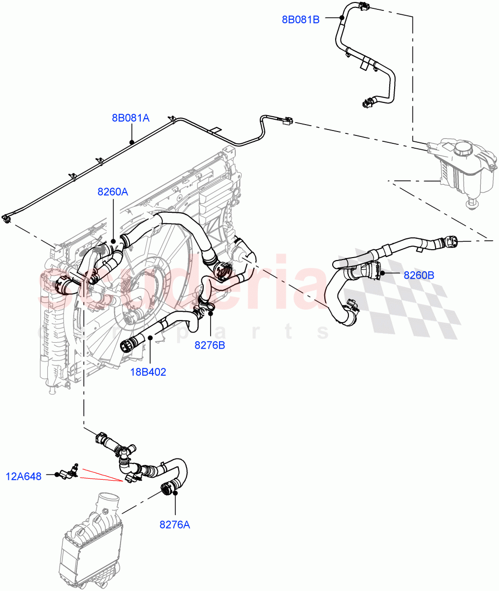Cooling System Pipes And Hoses(2.0L AJ21D4 Diesel Mid,6 Speed Manual Trans BG6,Itatiaia (Brazil)) of Land Rover Land Rover Range Rover Evoque (2019+) [2.0 Turbo Diesel AJ21D4]