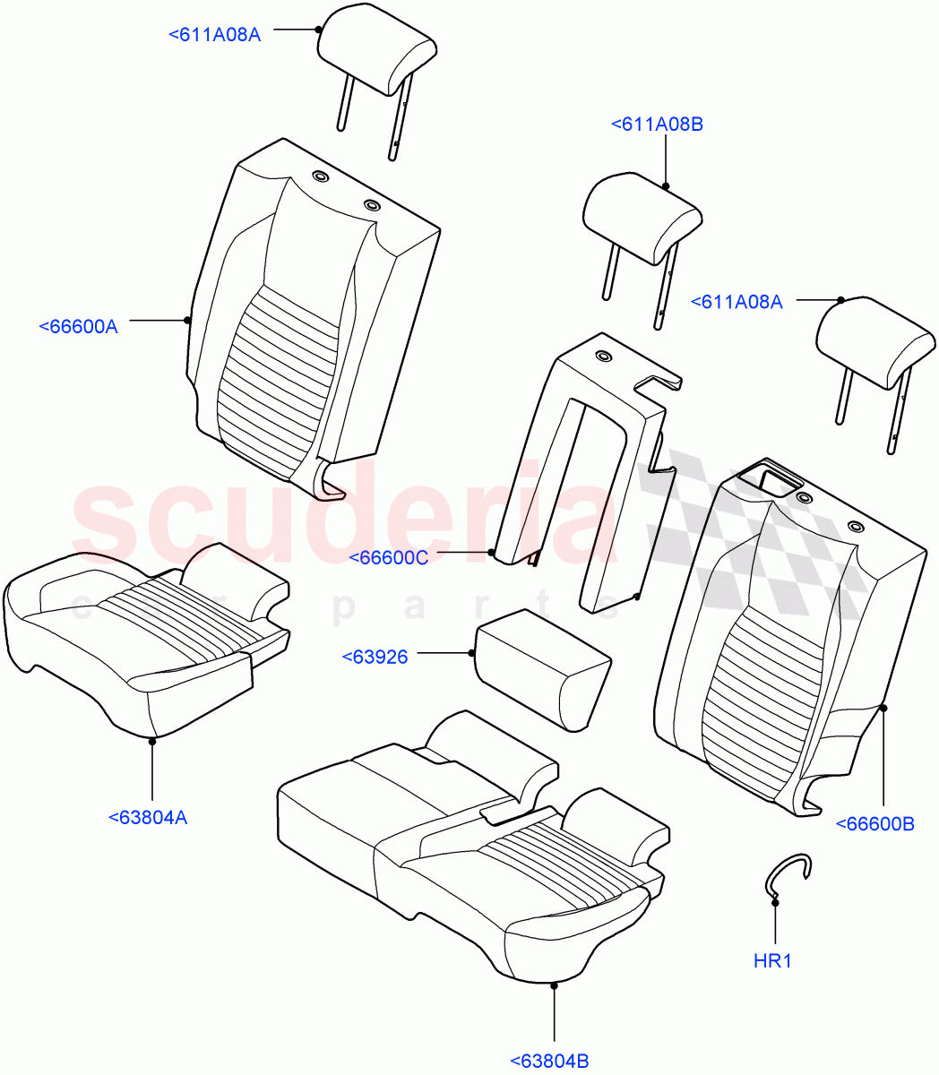 Rear Seat Covers(Taurus Leather Perforated,Itatiaia (Brazil),60/40 Load Through With Slide)((V)FROMLT000001) of Land Rover Land Rover Discovery Sport (2015+) [2.2 Single Turbo Diesel]