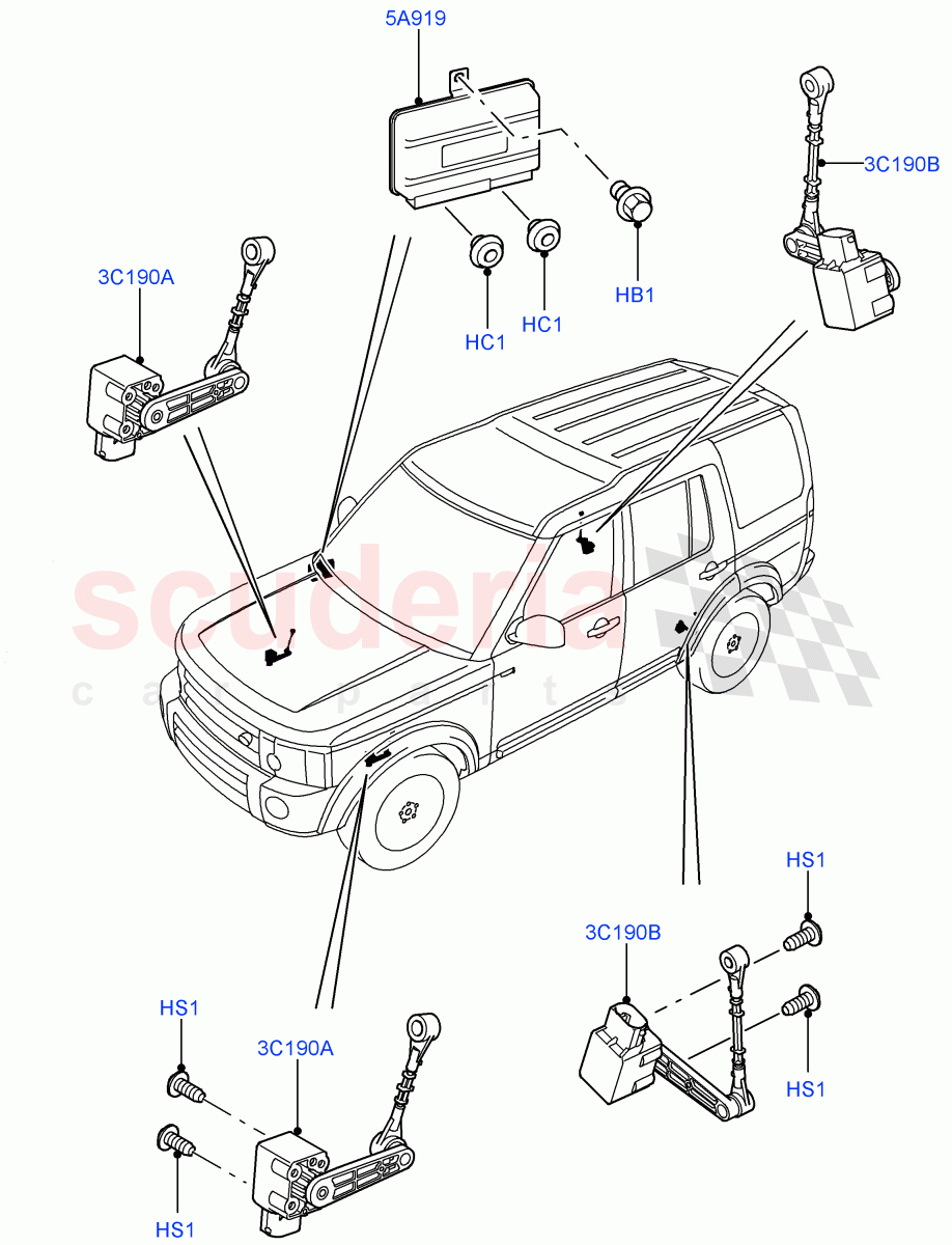 Air Suspension Controls/Electrics(With Four Corner Air Suspension)((V)FROMAA000001) of Land Rover Land Rover Discovery 4 (2010-2016) [5.0 OHC SGDI NA V8 Petrol]