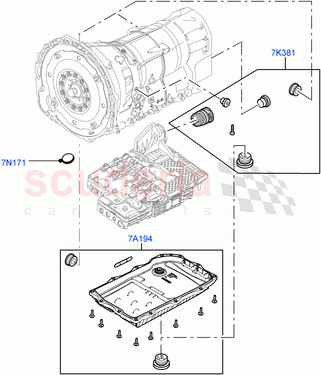Transmission External Components(3.0L DOHC GDI SC V6 PETROL,8 Speed Auto Trans ZF 8HP70 4WD,3.0 V6 D Gen2 Twin Turbo) of Land Rover Land Rover Range Rover Velar (2017+) [2.0 Turbo Petrol AJ200P]