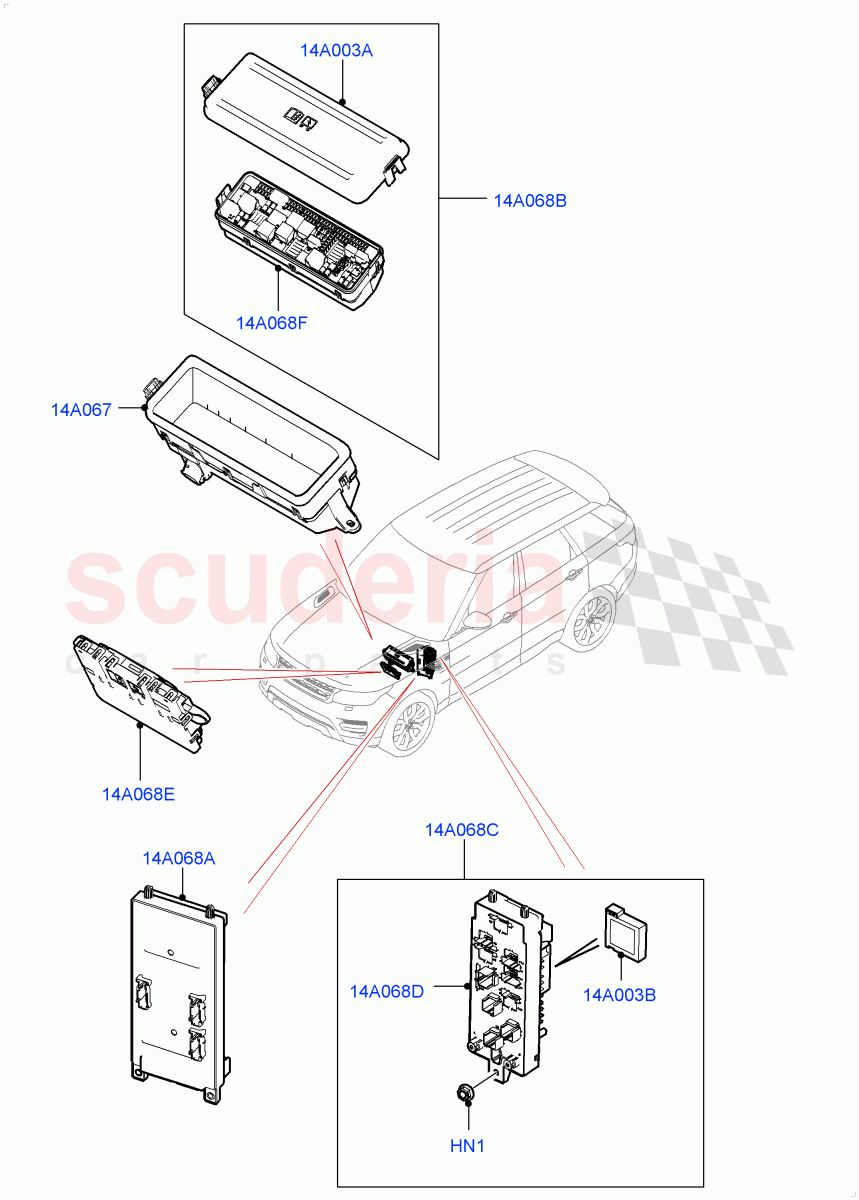 Fuses, Holders And Circuit Breakers(Front) of Land Rover Land Rover Range Rover Sport (2014+) [5.0 OHC SGDI SC V8 Petrol]