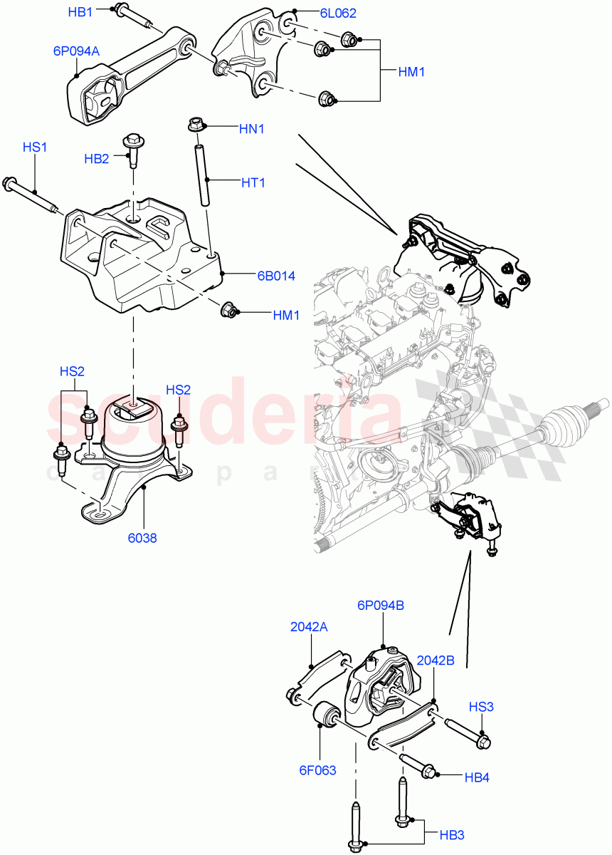 Engine Mounting(2.0L 16V TIVCT T/C 240PS Petrol,Changsu (China))((V)FROMFG000001) of Land Rover Land Rover Discovery Sport (2015+) [1.5 I3 Turbo Petrol AJ20P3]