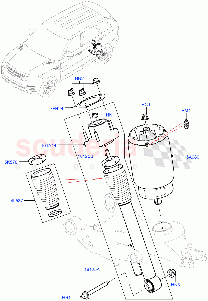 Rear Springs And Shock Absorbers(SVR Version,SVR)((V)FROMFA000001) of Land Rover Land Rover Range Rover Sport (2014+) [3.0 DOHC GDI SC V6 Petrol]