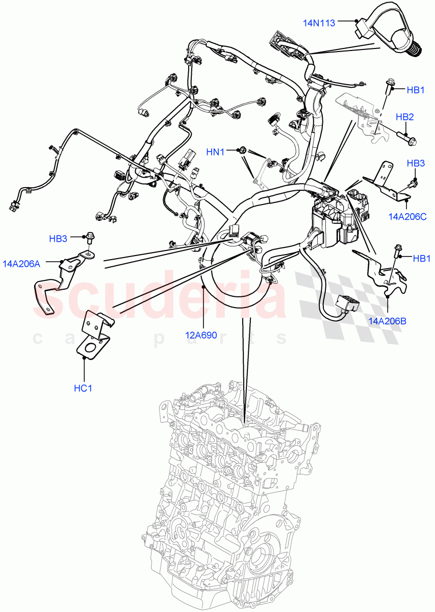 Electrical Wiring - Engine And Dash(Engine)(2.2L CR DI 16V Diesel,Halewood (UK)) of Land Rover Land Rover Range Rover Evoque (2012-2018) [2.0 Turbo Petrol AJ200P]