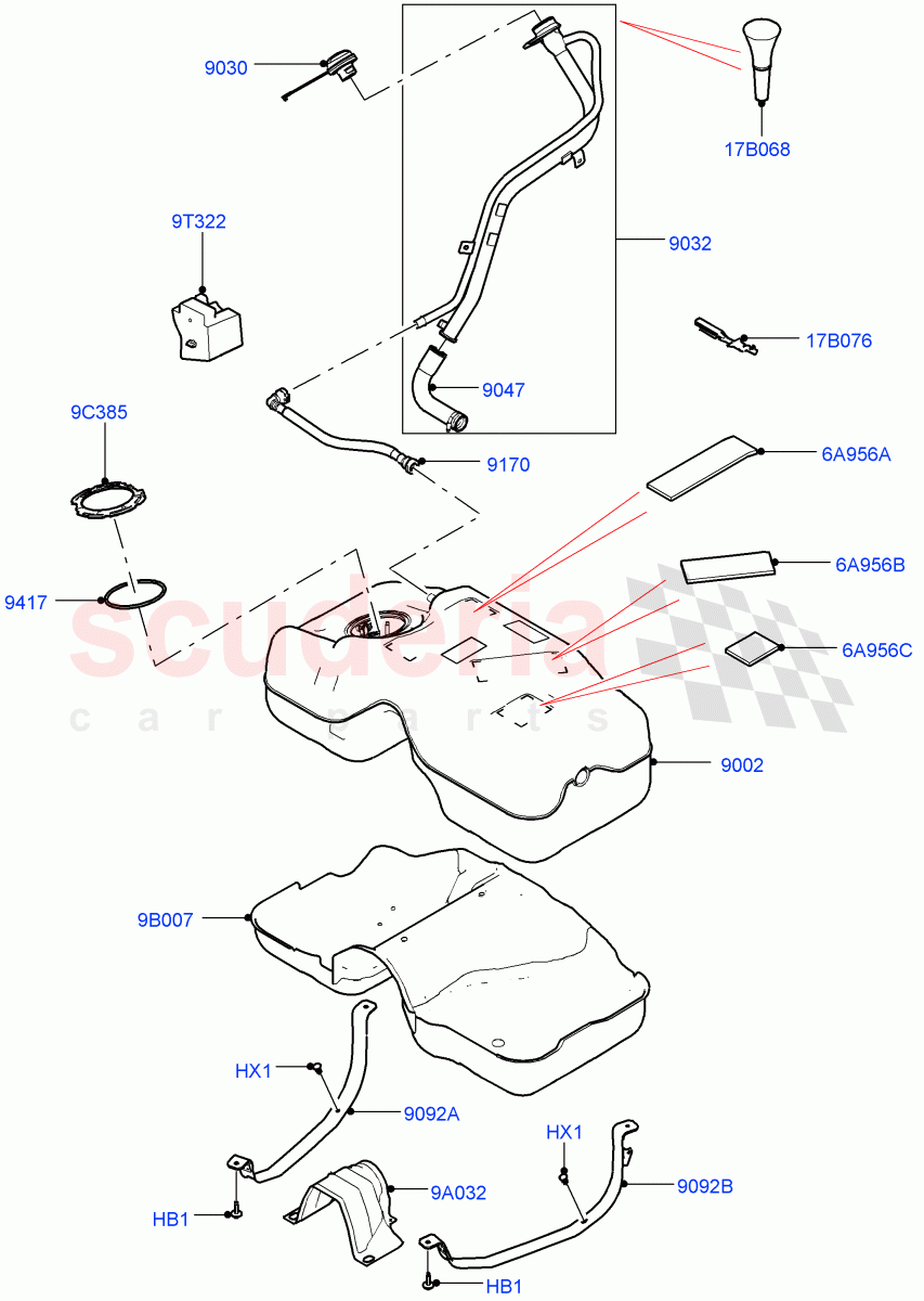 Fuel Tank & Related Parts(2.0L I4 DSL MID DOHC AJ200,Less Emission Tank,2.0L I4 DSL HIGH DOHC AJ200)((V)FROMGH000001) of Land Rover Land Rover Discovery Sport (2015+) [2.0 Turbo Diesel]