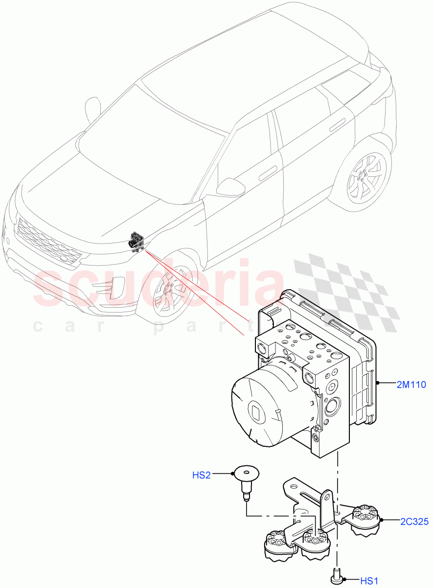 Anti-Lock Braking System(ABS Modulator)(Halewood (UK),Less Electric Engine Battery,Electric Engine Battery-MHEV)((V)TOLH999999) of Land Rover Land Rover Range Rover Evoque (2019+) [2.0 Turbo Diesel AJ21D4]