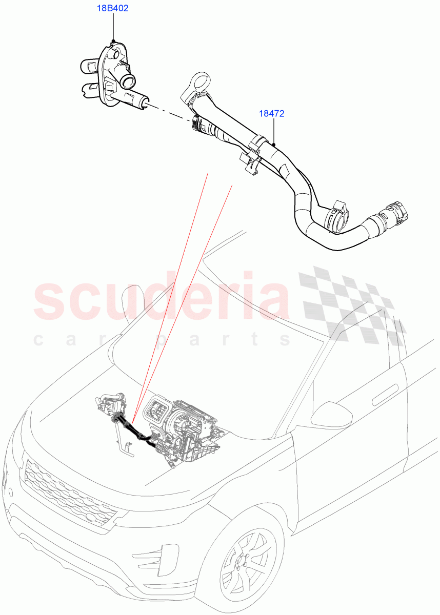 Auxiliary Heater Hoses(Halewood (UK),With Fuel Fired Heater,Fuel Heater W/Pk Heat With Remote,Fuel Fired Heater With Park Heat)((V)TOLH999999) of Land Rover Land Rover Range Rover Evoque (2019+) [2.0 Turbo Petrol AJ200P]
