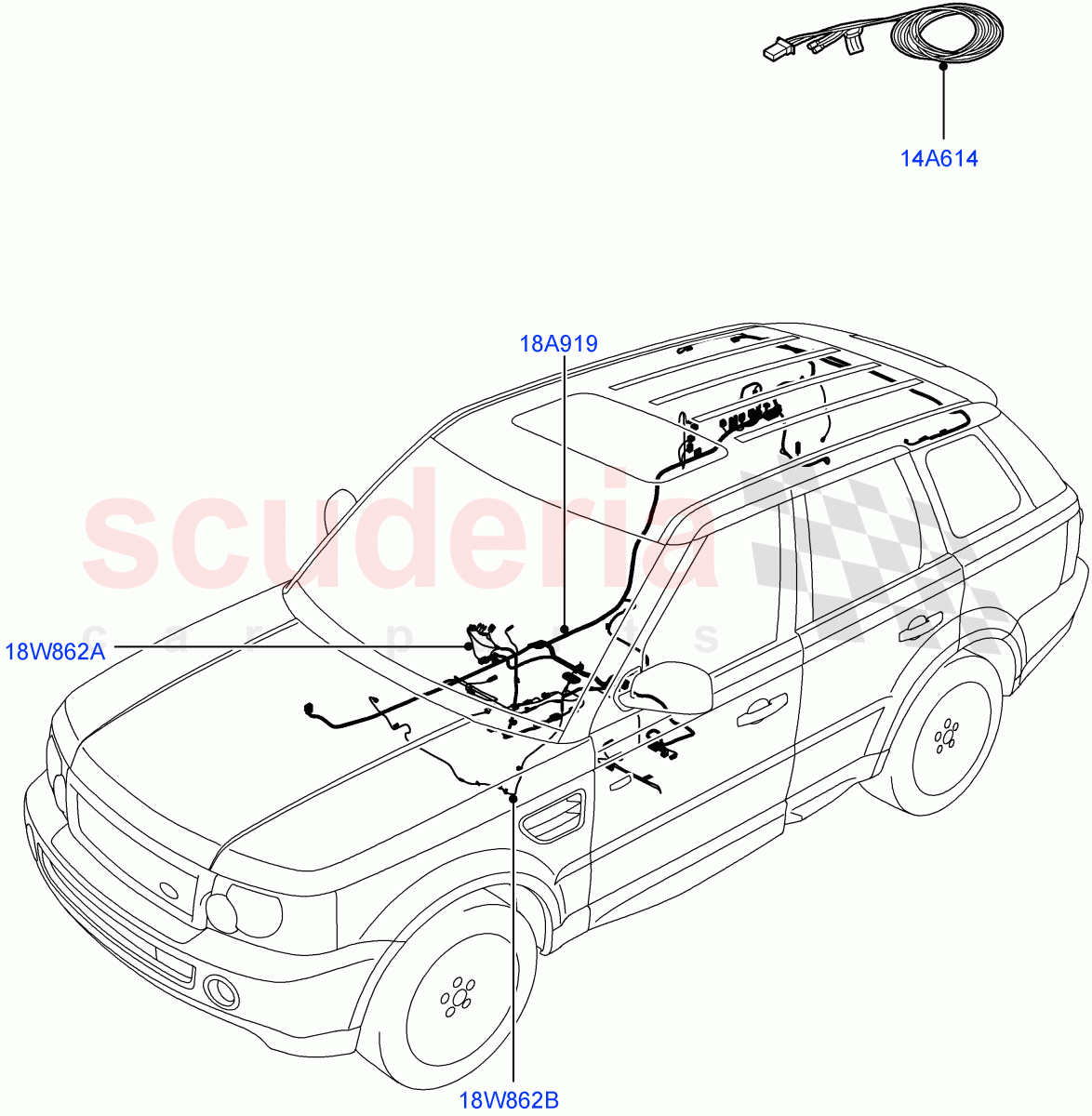 Electrical Wiring - Body And Rear(Audio/Navigation/Entertainment)((V)TO8A999999) of Land Rover Land Rover Range Rover Sport (2005-2009) [4.4 AJ Petrol V8]