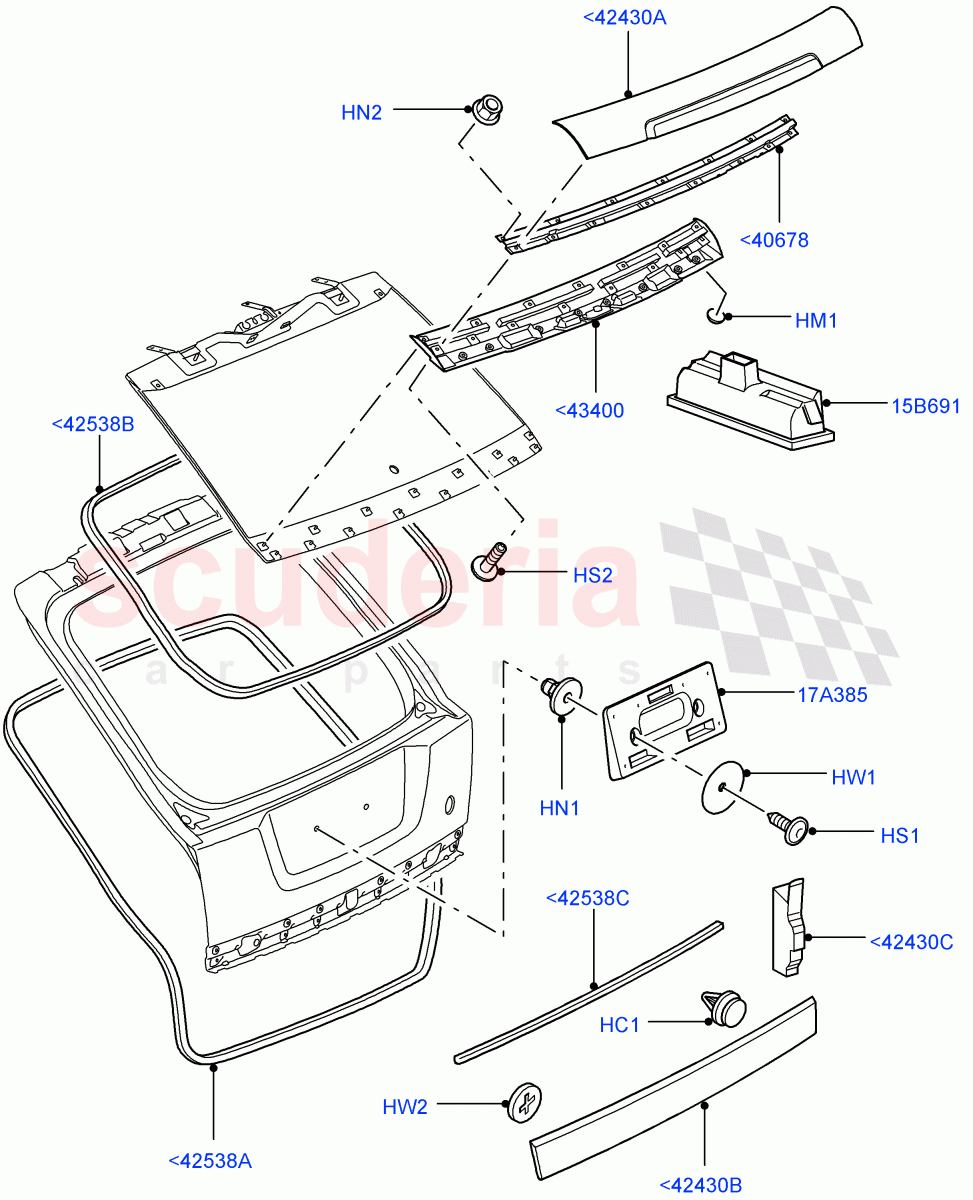 Luggage Compartment Door(Finisher And Seals)((V)FROMAA000001,(V)TOBA999999) of Land Rover Land Rover Range Rover Sport (2010-2013) [3.6 V8 32V DOHC EFI Diesel]