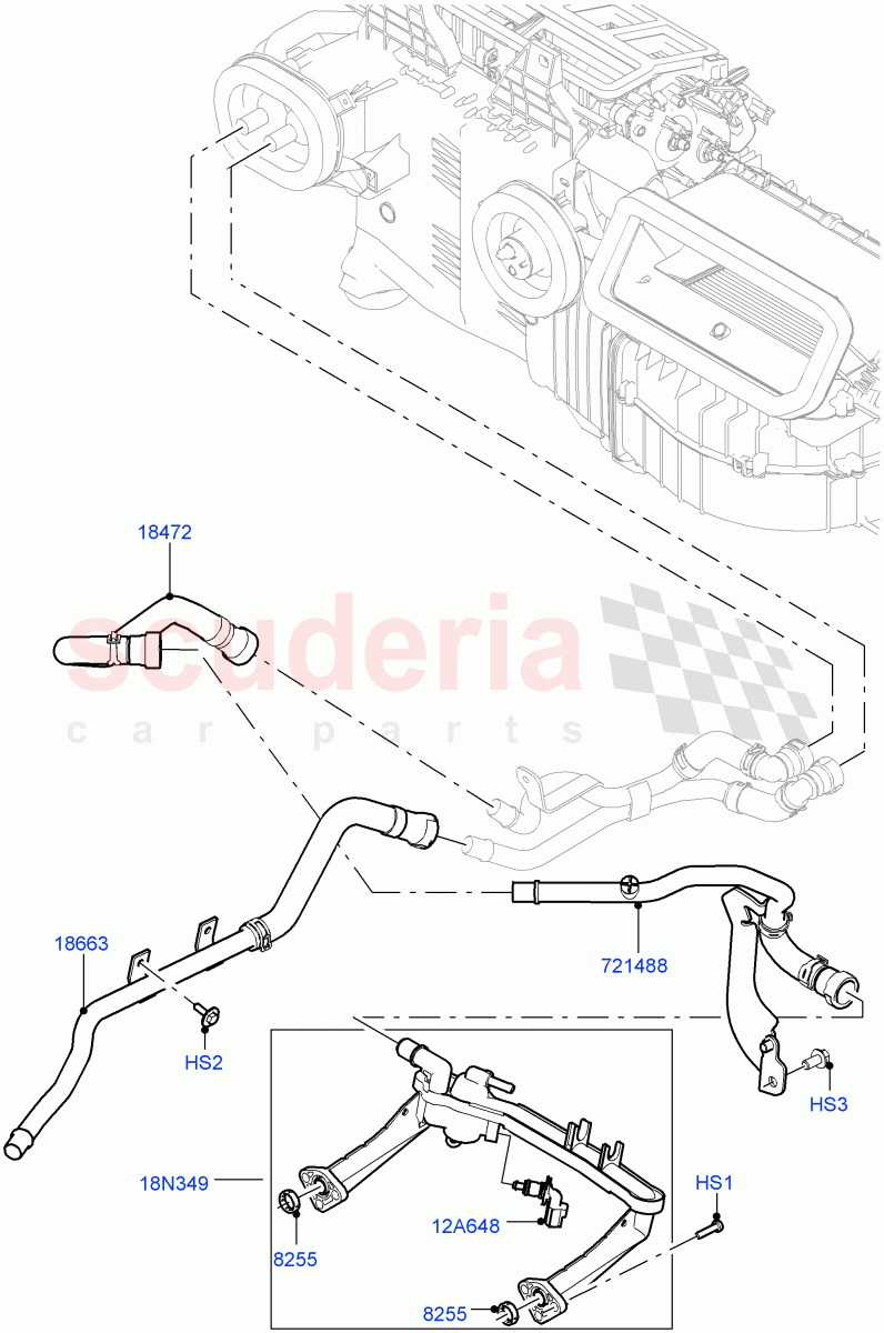 Heater Hoses(Nitra Plant Build)(3.0L DOHC GDI SC V6 PETROL,Less Auxiliary Coolant Pumps,With Fresh Air Heater,With Ptc Heater)((V)FROMK2000001) of Land Rover Land Rover Discovery 5 (2017+) [3.0 DOHC GDI SC V6 Petrol]
