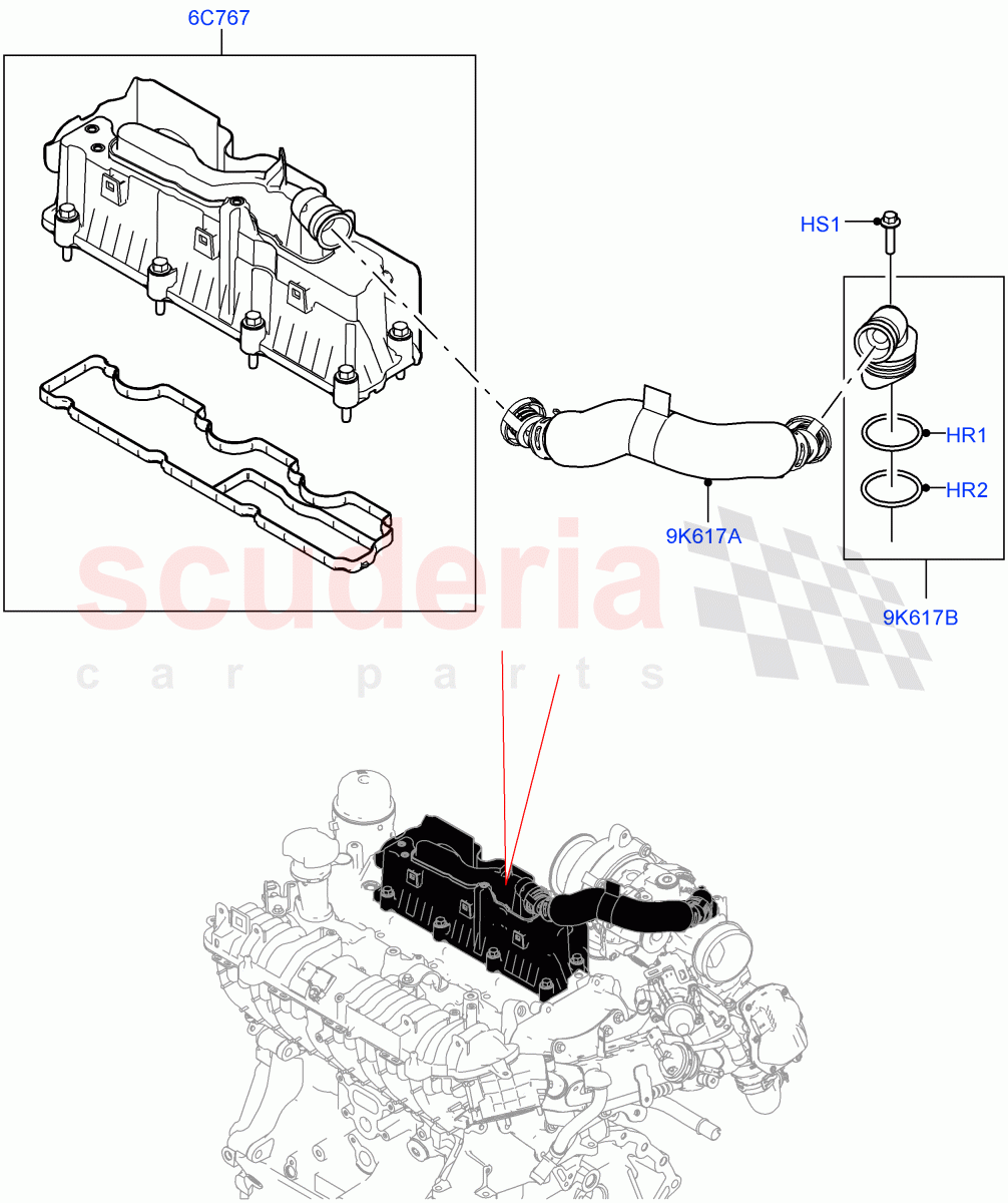 Emission Control - Crankcase(2.0L AJ21D4 Diesel Mid,Halewood (UK))((V)FROMMH000001) of Land Rover Land Rover Discovery Sport (2015+) [2.0 Turbo Diesel AJ21D4]