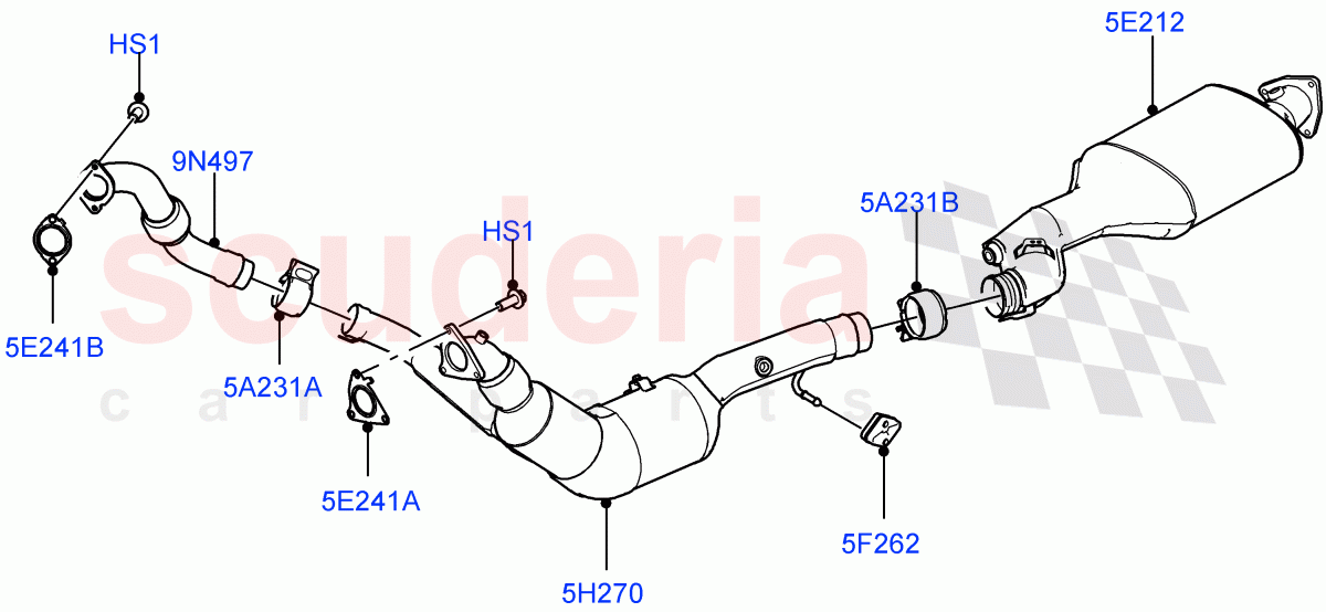 Front Exhaust System(3.0 V6 D Gen2 Twin Turbo,EU6 + DPF Emissions)((V)FROMGA000001) of Land Rover Land Rover Discovery 4 (2010-2016) [3.0 Diesel 24V DOHC TC]