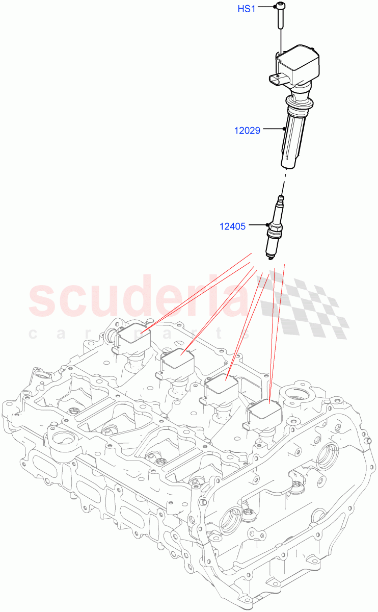 Ignition Coil And Wires/Spark Plugs(2.0L AJ20P4 Petrol E100 PTA,Itatiaia (Brazil))((V)FROMLT000001) of Land Rover Land Rover Discovery Sport (2015+) [2.0 Turbo Petrol AJ200P]