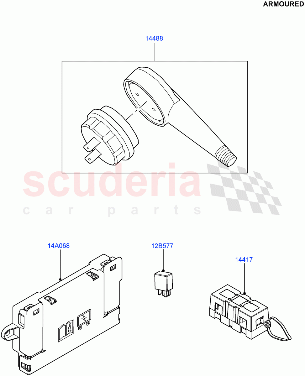 Fuses, Holders And Circuit Breakers(Armoured)((V)FROMEA000001) of Land Rover Land Rover Range Rover (2012-2021) [3.0 I6 Turbo Petrol AJ20P6]