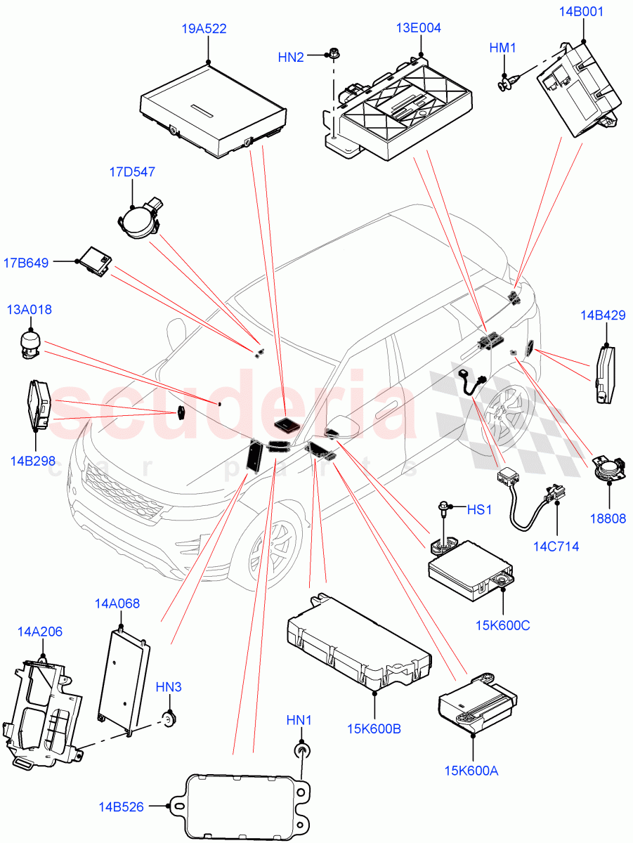 Vehicle Modules And Sensors(Changsu (China)) of Land Rover Land Rover Range Rover Evoque (2019+) [2.0 Turbo Petrol AJ200P]