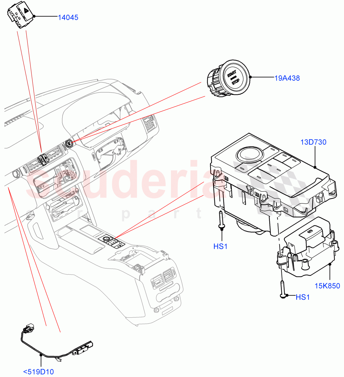 Switches(Console)((V)FROMJA000001) of Land Rover Land Rover Range Rover (2012-2021) [3.0 Diesel 24V DOHC TC]