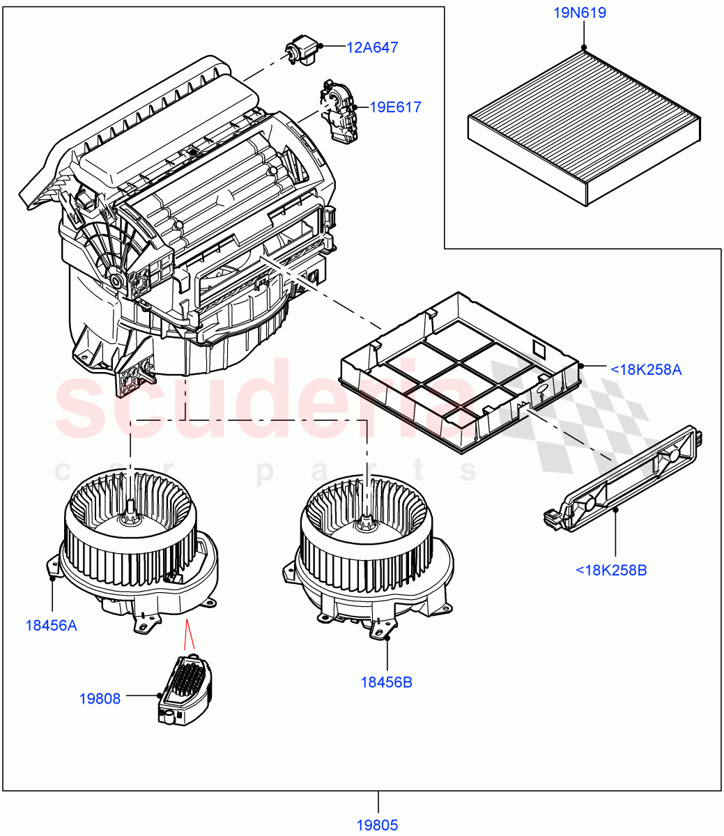 Heater/Air Con Blower And Compnts of Land Rover Land Rover Defender (2020+) [5.0 OHC SGDI SC V8 Petrol]