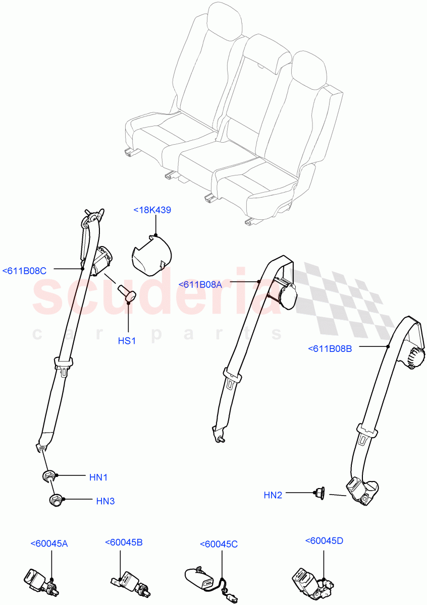 Rear Seat Belts(Changsu (China))((V)FROMFG000001) of Land Rover Land Rover Discovery Sport (2015+) [1.5 I3 Turbo Petrol AJ20P3]