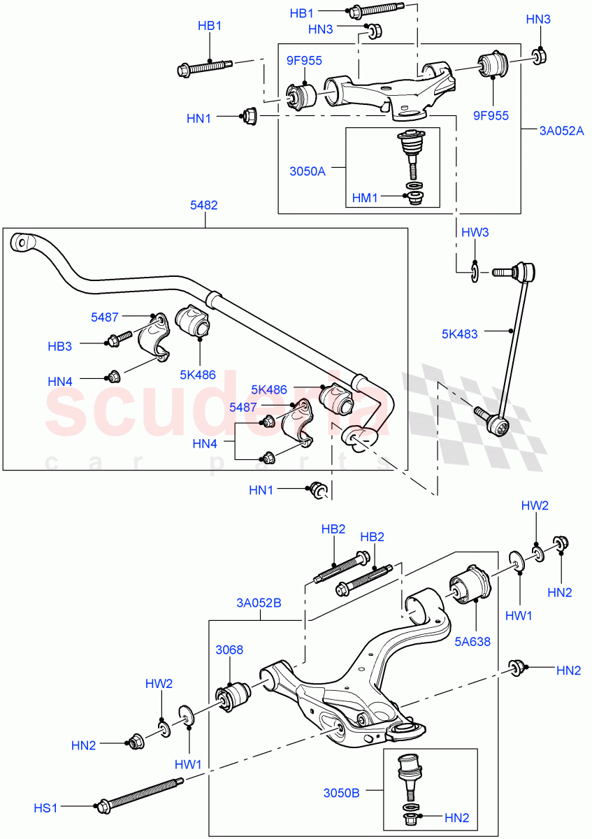 Front Susp.Arms/Stabilizer/X-Member(Less Roll Stability Control,Less ACE Suspension)((V)TO9A999999) of Land Rover Land Rover Range Rover Sport (2005-2009) [3.6 V8 32V DOHC EFI Diesel]