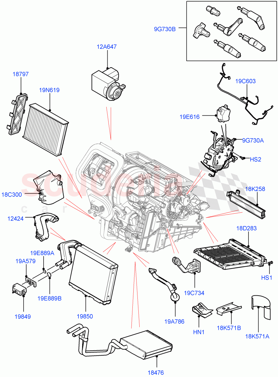 Heater/Air Cond.Internal Components(Changsu (China)) of Land Rover Land Rover Range Rover Evoque (2019+) [1.5 I3 Turbo Petrol AJ20P3]